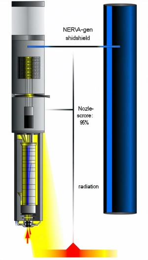 A Large, Blue, Cylindrical Structure With A Yellow Light Shining From The Top