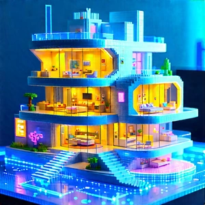 (futuristic:1.32) Smart Home With Large, Multi-story