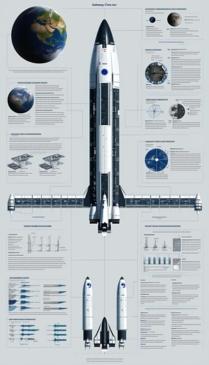 A Large Poster Is Displayed, Featuring A Space Shuttle And A Space Station