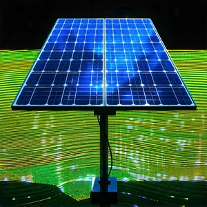 Tech Landscape Photography: Solar panel with holographic projection