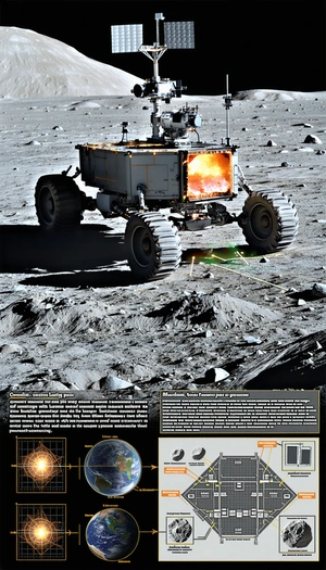 A Robotic Vehicle Is Driving On The Surface Of The Moon