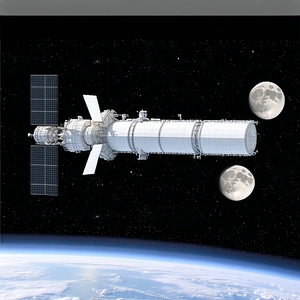 A Large Spacecraft, Possibly A Space Station, Floating In The Vastness Of Space