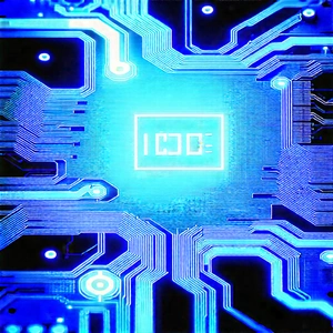 Circuit board with blue light (glow:1.32)