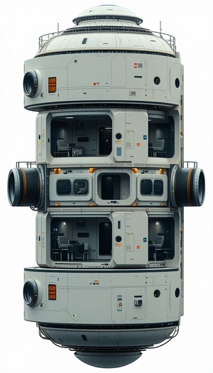 A Large, Futuristic Space Station Is Shown In A Three-dimensional View