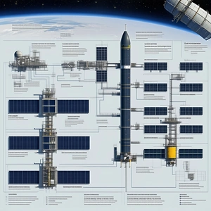 A Large Spacecraft Is Shown In A Diagram, With Various Parts Labeled