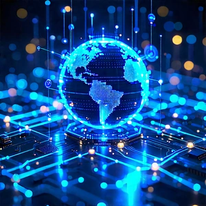 Blockchain Network Visualization With Blue White