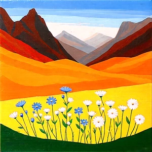 Nature Gouache Painting: Wildflowers In Natural Setting With Beautiful Painting