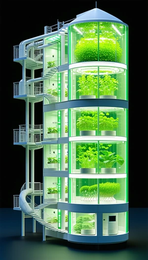 A Large, Multi-level Building With A Greenhouse On The Top