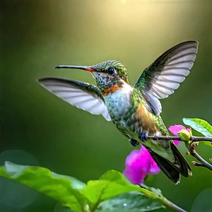 Nature Octane Render: Hummingbird In Natural Habitat With Green White