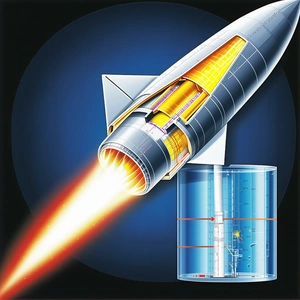 A Rocket Is Shown In A Close-up View, With Its Engine And Exhaust Visible