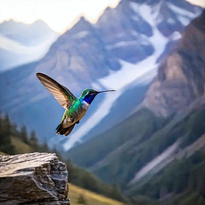 Nature Long Exposure Photography: Hummingbird In Mountain Terrain With Green Blue