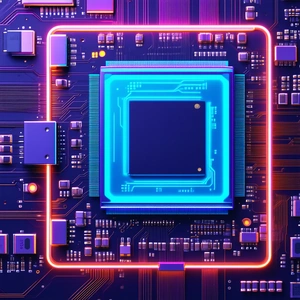 Tech Professional Photography: Circuit board with neon accents