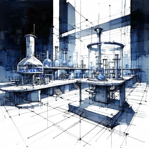 Futuristic Research Laboratory With Image, There