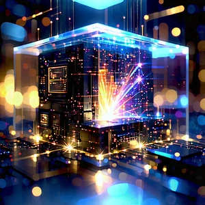 Quantum Computer With Laser Scanning With Image, There