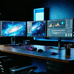 Business Octane Render: Creative professional using multiple monitors