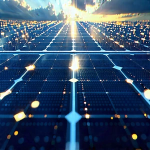 Solar Panel With (digital:1.21) Particles With Solar Panel