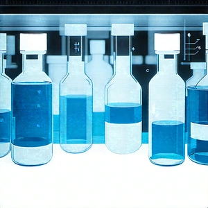 Educational Technology In Modern Laboratory With Blue Vials