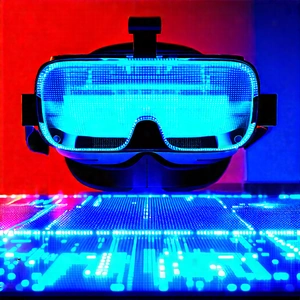 Vr Headset With Holographic Display With Pair Blue