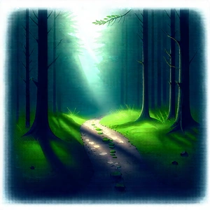 Nature Pencil Sketch: Path through dense forest