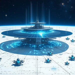 futuristic scene, massive space station