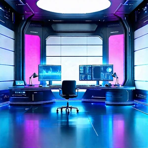 Futuristic Tech Startup Office With Futuristic Room,