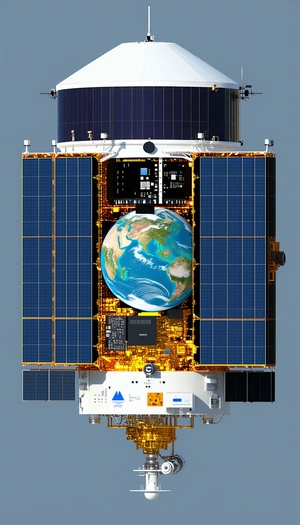 A Spacecraft Is Shown With A Large Globe On Its Side