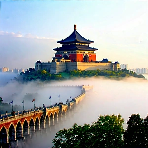 Urban Digital Illustration: Famous Building With Morning Mist With Large, Ornate