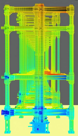 The Image Is A 3d Model Of A Large Structure, Possibly A Building Or A Bridge