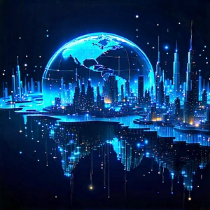 Artificial Intelligence Visualization With Blue White