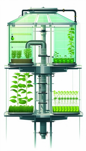 A Large, Multi-layered Greenhouse Filled With Various Plants