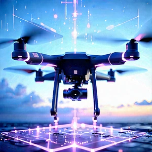Drone With Holographic Display With Black Drone