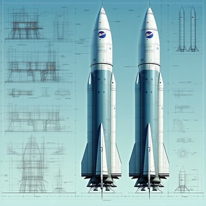 blue white rocket shown drawing