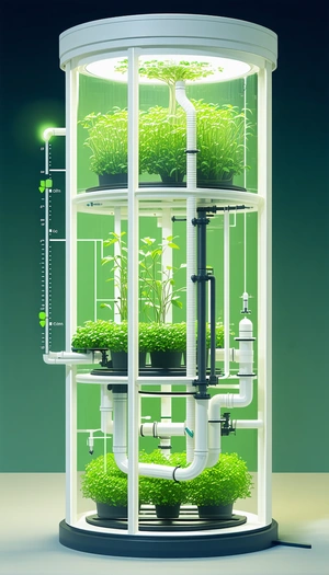 A Large, Multi-tiered Plant Growing System, Which Is Filled With Various Plants