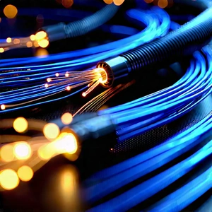 Close-up Of Fiber Optic Cables With Close-up Blue