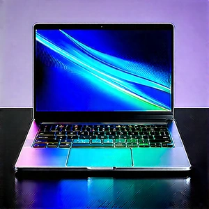 Laptop with (digital:1.15) artwork