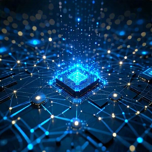 Tech Professional Photography: Blockchain Network Visualization With Image, There