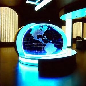 (futuristic:1.43) Digital Workspace With Large Blue