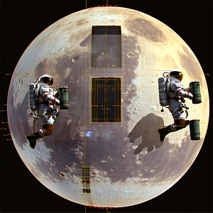 In The Image, There Are Two Astronauts In Space, Each Holding A Backpack