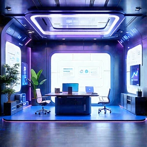 Futuristic Tech Startup Office With Futuristic Office