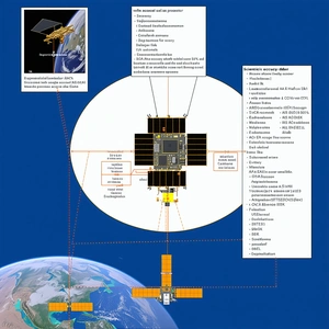 The Image Is A Diagram Showing The Relationship Between A Space Satellite And The Earth
