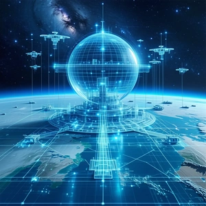The Image Is A Futuristic, Three-dimensional Representation Of A Space Station