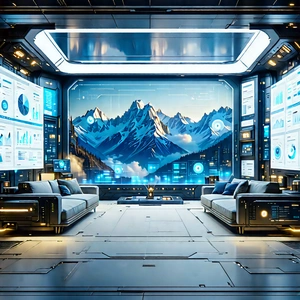 Futuristic Tech Startup Office With Futuristic Room,