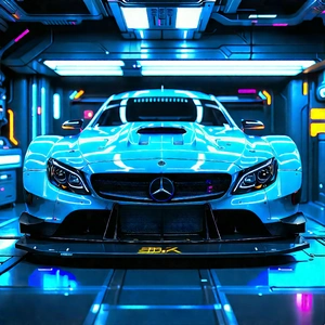 Automotive Technology In Modern Laboratory With White Mercedes