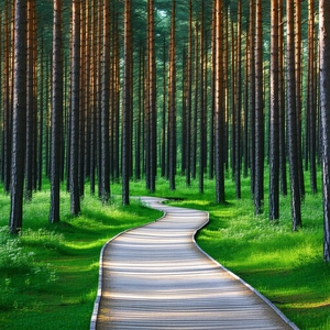 Nature Minimalist Design: Path through pine forest