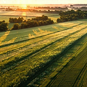 Nature Aerial Photography: Meadow During Sunset With Image, Large