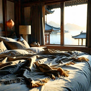 Lifestyle Macro Photography: Bedroom Sanctuary With Comfortable Textiles With Bedroom Scene