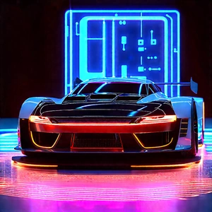 Automotive Technology In Research Center With Futuristic Parked