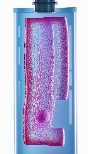 A Purple And Blue Cell With A Purple Ball Inside