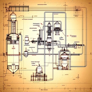 A Large Industrial Plant Is Shown In A Detailed Drawing