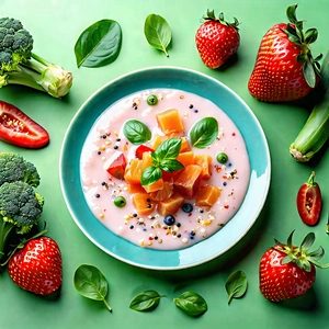Lifestyle Aerial Photography: Healthy Meal Prepared With Organic Components With Dining Table